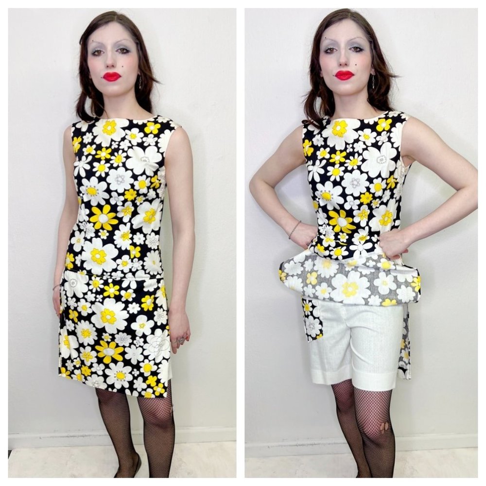 Vintage 60s Siren Sportswear Floral Shorts Hostess Dress S Small Skort VLV Pinup